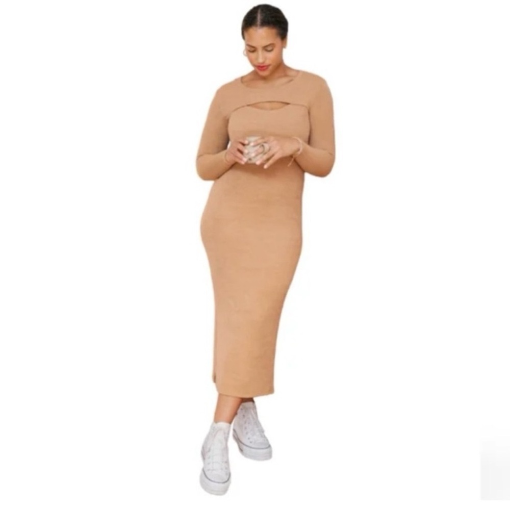 NWT Smash + Tess Zoe Cut-Out Midi Dress in Cinnamon Brown - Large